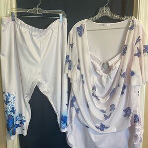 Rosegal Blue and White Leggings Comfortable Fit